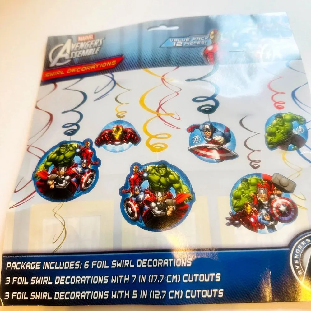 DesignWare Marvel Avengers Assemble Party Foil Swirl Decorations 12 Pack Ironman